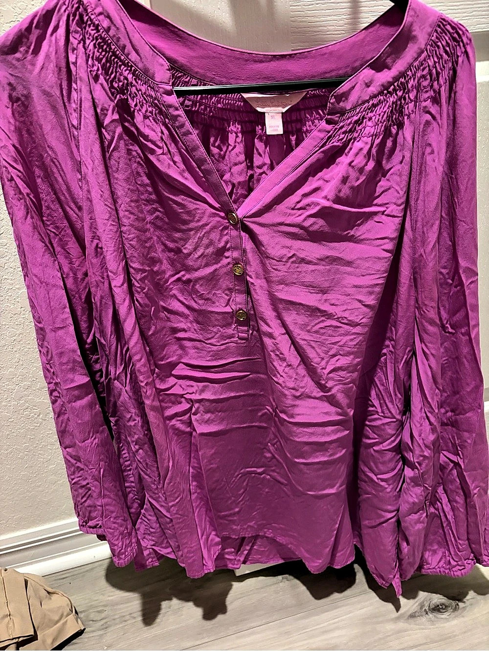 Lilly Pulitzer Elsa Silk Top Purple Long Sleeve Blouse